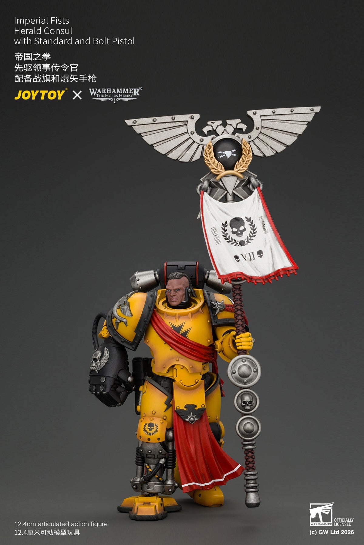 Imperial Fists Herald Consul with Standard and Bolt Pistol - Warhammer "The Horus Heresy" 1/18 Action Figure By JOYTOY