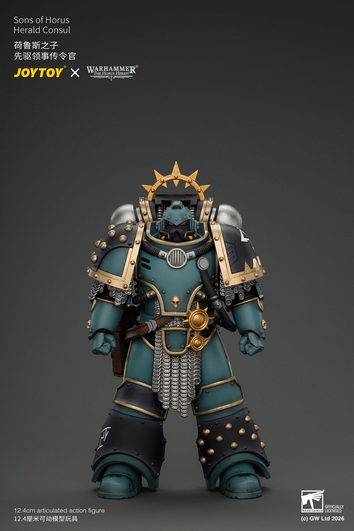 Sons of Horus Herald Consul with Icon of Allegiance, Bolt Pistol and Power Weapon - "The Horus Heresy" Warhammer 1/18 Action Figure By JOYTOY