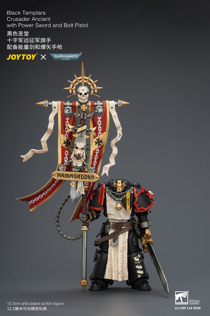 Black Templars Crusader Ancient with Power Sword and Bolt Pistol - Warhammer 40K 1/18 Action Figure By JOYTOY