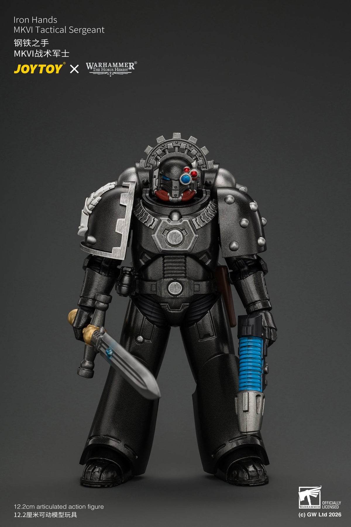 Iron Hands MkVI Tactical Sergeant with Bolter, Plasma Pistol & Power sword - "The Horus Heresy" Warhammer 1/18 Action Figure By JOYTOY