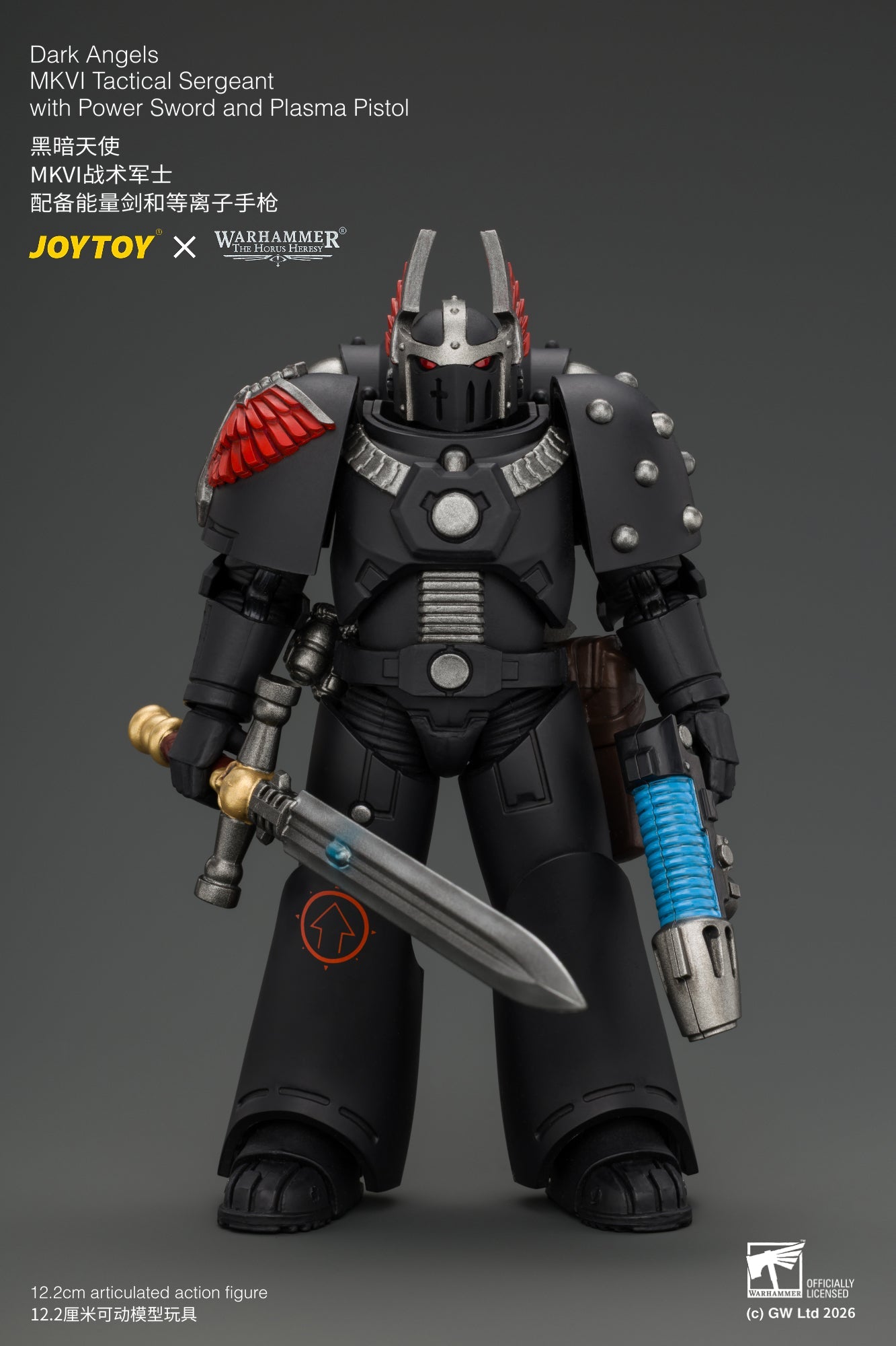 Dark Angels MKVI Tactical Sergeant with Power Sword and Plasma Pistol - Warhammer "The Horus Heresy" 1/18 Action Figure By JOYTOY