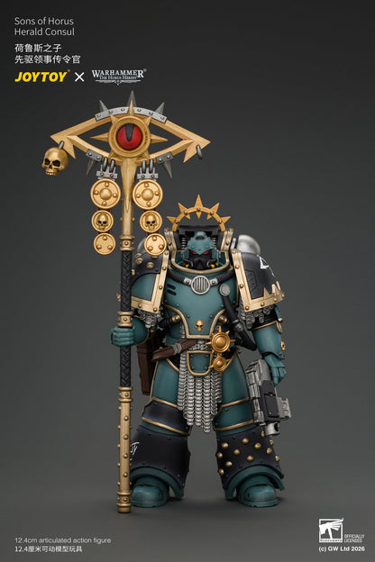 Sons of Horus Herald Consul with Icon of Allegiance, Bolt Pistol and Power Weapon - "The Horus Heresy" Warhammer 1/18 Action Figure By JOYTOY
