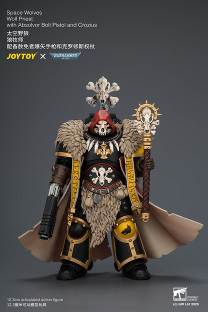 Space Wolves Wolf Priest with Absolvor Bolt Pistol and Crozius - Warhammer 40k 1/18 Action Figure By JOYTOY