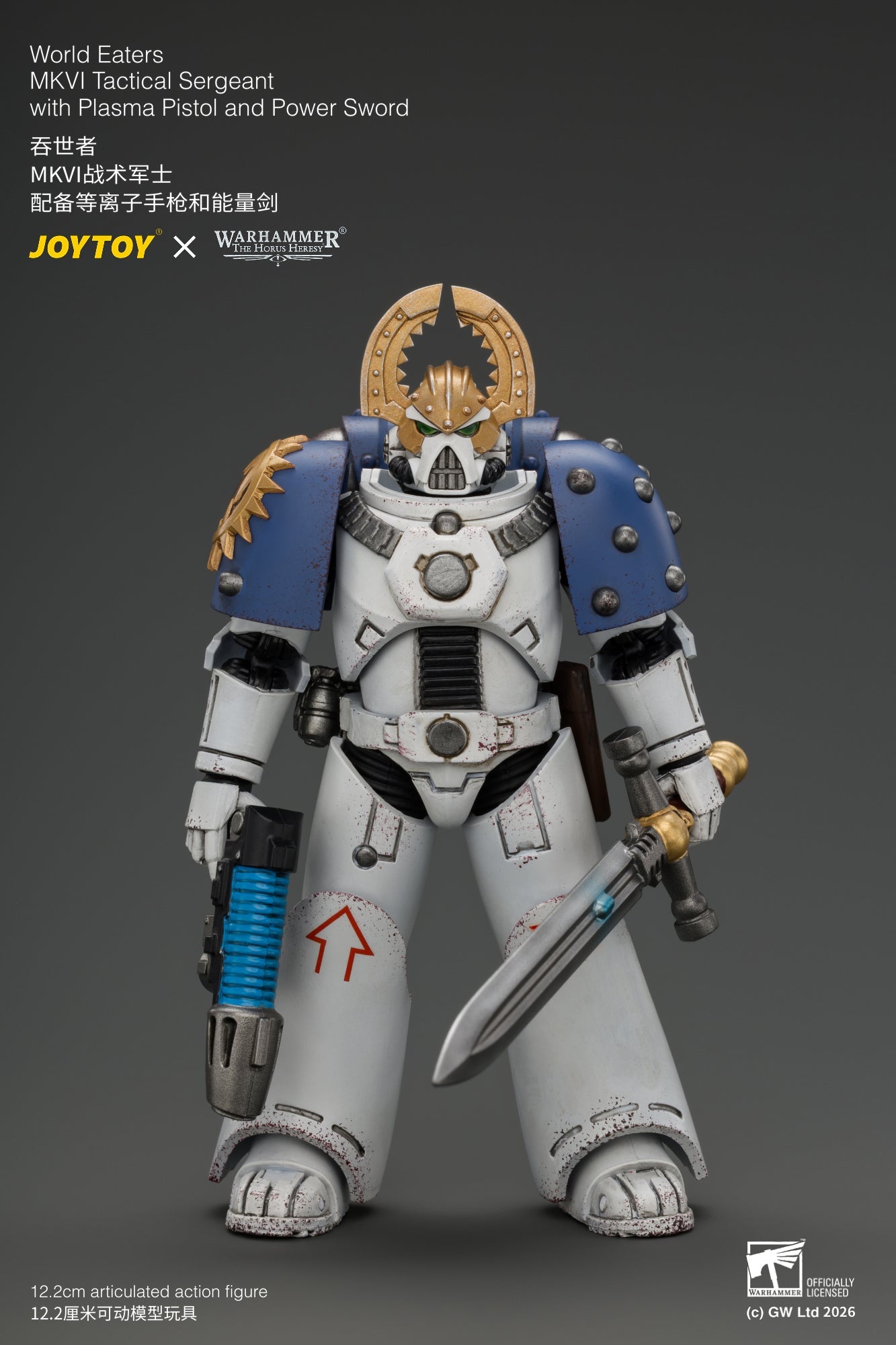 World Eaters MKVI Tactical Sergeant with Plasma Pistol and Power Sword - Warhammer "The Horus Heresy" 1/18 Action Figure By JOYTOY