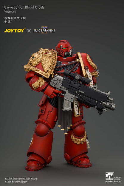 Game Edition Blood Angels Veteran with Bolt Rifle, Chainsword and Bolt Pistol and Plasma Pistol - Warhammer 40k 1/18 Action Figure By JOYTOY