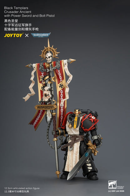 Black Templars Crusader Ancient with Power Sword and Bolt Pistol - Warhammer 40K 1/18 Action Figure By JOYTOY