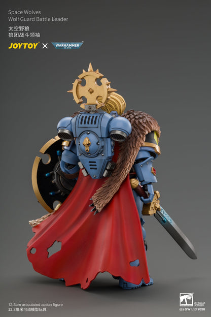 Space Wolves Wolf Guard Battle Leader with Master-crafted Power Weapon, Storm Shield, Thunder Hammer,Master-crafted Heavy Bolt Pistol, and Plasma Pistol - Warhammer 40k 1/18 Action Figure By JOYTOY