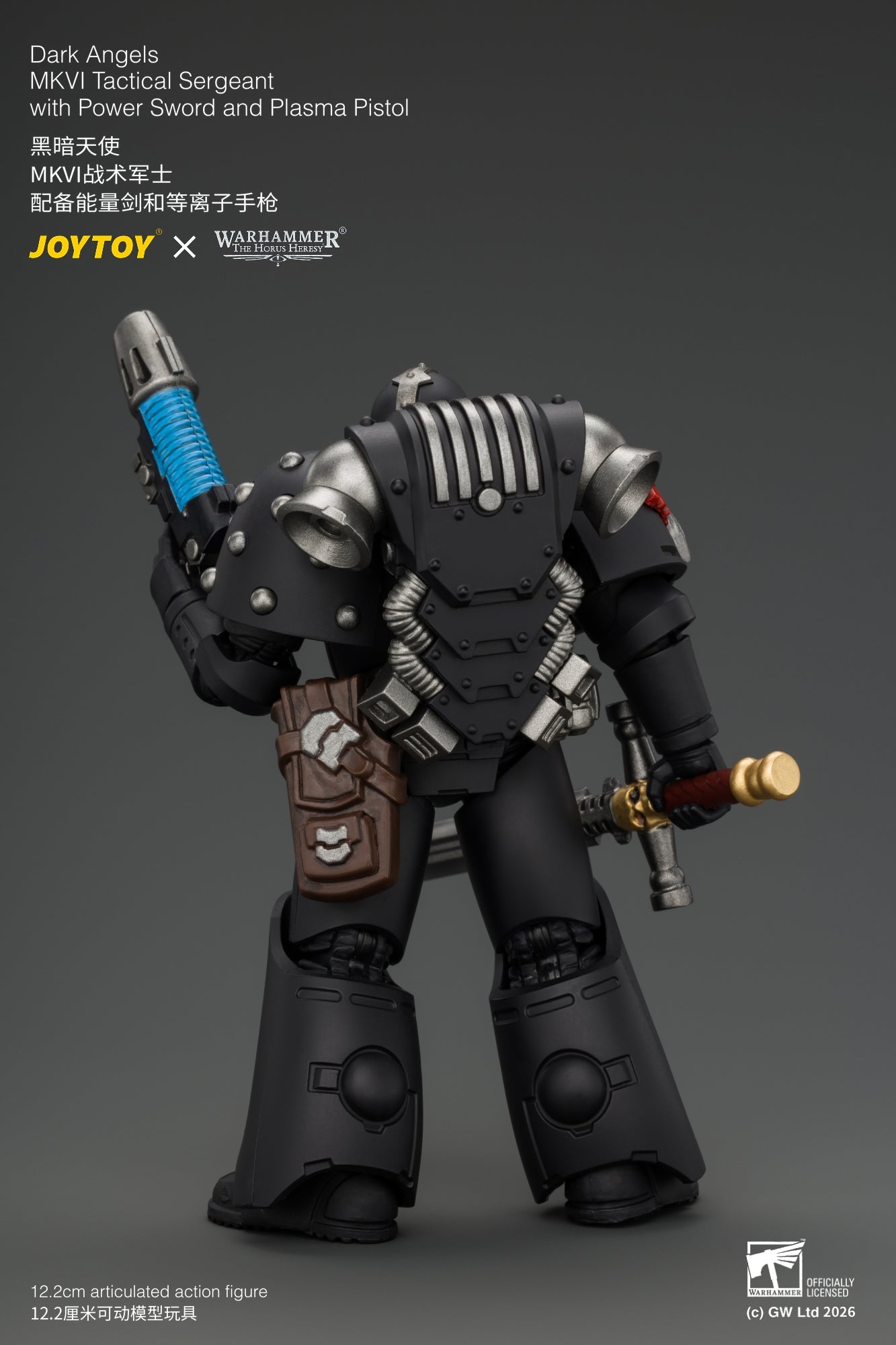 Dark Angels MKVI Tactical Sergeant with Power Sword and Plasma Pistol - Warhammer "The Horus Heresy" 1/18 Action Figure By JOYTOY
