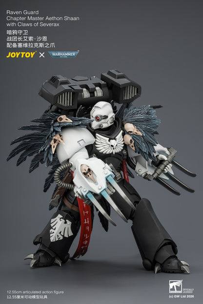 Raven Guard Chapter Master Aethon Shaan with Claws of Severax and Heavy Bolt Pistol - Warhammer 40k 1/18 Action Figure By JOYTOY