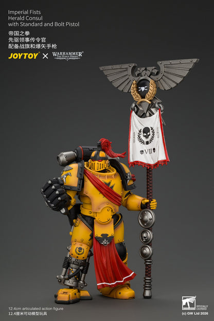 Imperial Fists Herald Consul with Standard and Bolt Pistol - Warhammer "The Horus Heresy" 1/18 Action Figure By JOYTOY