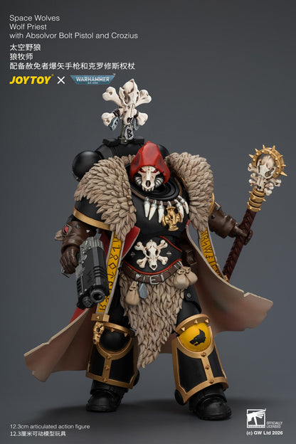 Space Wolves Wolf Priest with Absolvor Bolt Pistol and Crozius - Warhammer 40k 1/18 Action Figure By JOYTOY
