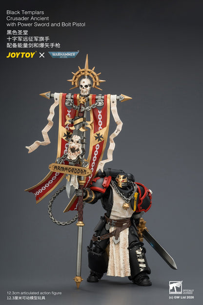 Black Templars Crusader Ancient with Power Sword and Bolt Pistol - Warhammer 40K 1/18 Action Figure By JOYTOY