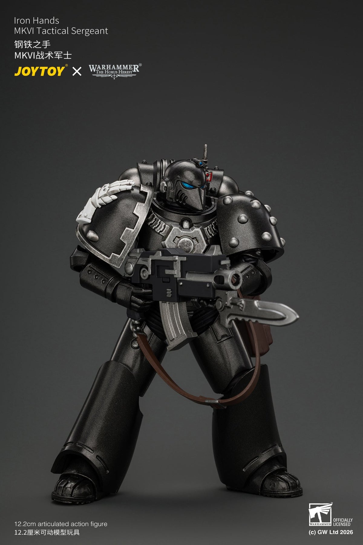Iron Hands MkVI Tactical Sergeant with Bolter, Plasma Pistol & Power sword - "The Horus Heresy" Warhammer 1/18 Action Figure By JOYTOY