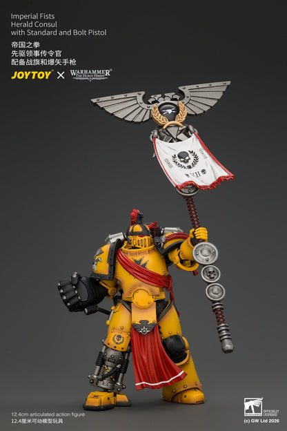 Imperial Fists Herald Consul with Standard and Bolt Pistol - Warhammer "The Horus Heresy" 1/18 Action Figure By JOYTOY