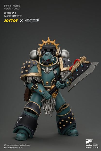 Sons of Horus Herald Consul with Icon of Allegiance, Bolt Pistol and Power Weapon - "The Horus Heresy" Warhammer 1/18 Action Figure By JOYTOY
