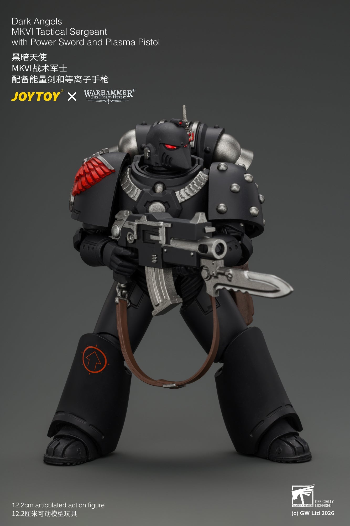 Dark Angels MKVI Tactical Sergeant with Power Sword and Plasma Pistol - Warhammer "The Horus Heresy" 1/18 Action Figure By JOYTOY