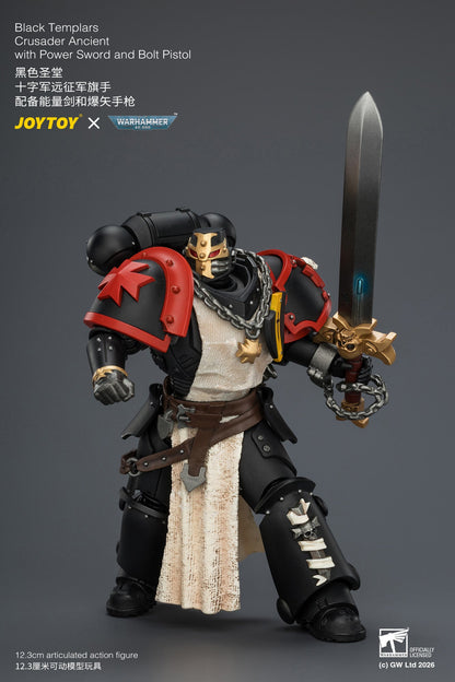 Black Templars Crusader Ancient with Power Sword and Bolt Pistol - Warhammer 40K 1/18 Action Figure By JOYTOY