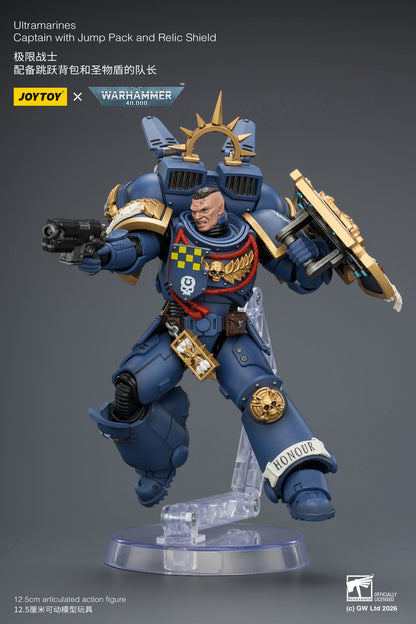 Ultramarines Captain with Jump Pack and Relic Shield Primarch-Warhammer 40k 1/18 Action Figure By JOYTOY
