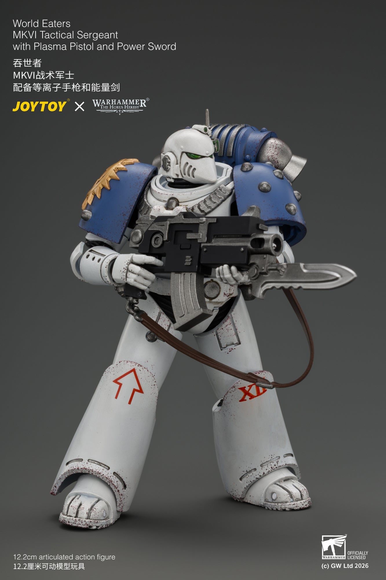 World Eaters MKVI Tactical Sergeant with Plasma Pistol and Power Sword - Warhammer "The Horus Heresy" 1/18 Action Figure By JOYTOY