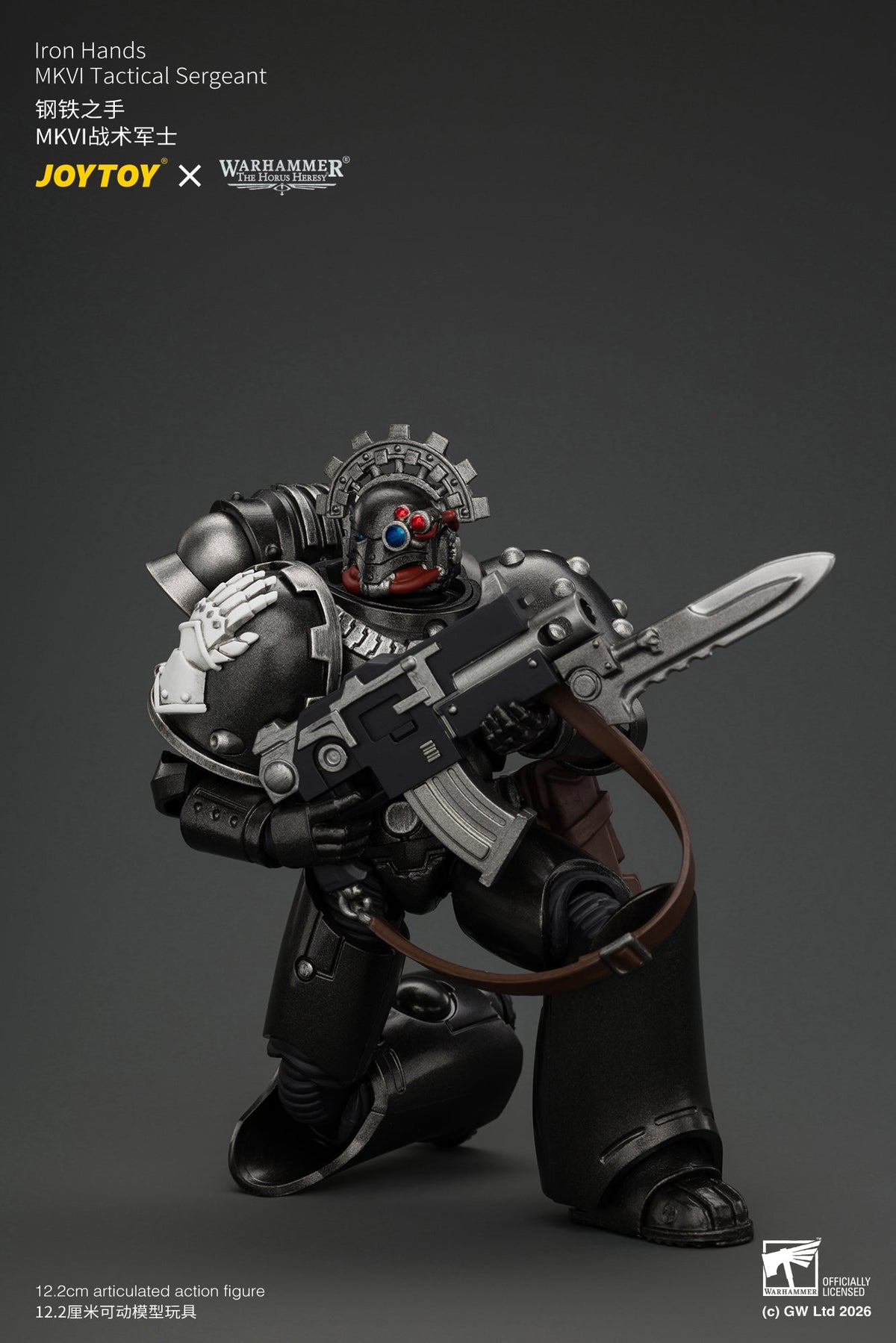 Iron Hands MkVI Tactical Sergeant with Bolter, Plasma Pistol & Power sword - "The Horus Heresy" Warhammer 1/18 Action Figure By JOYTOY