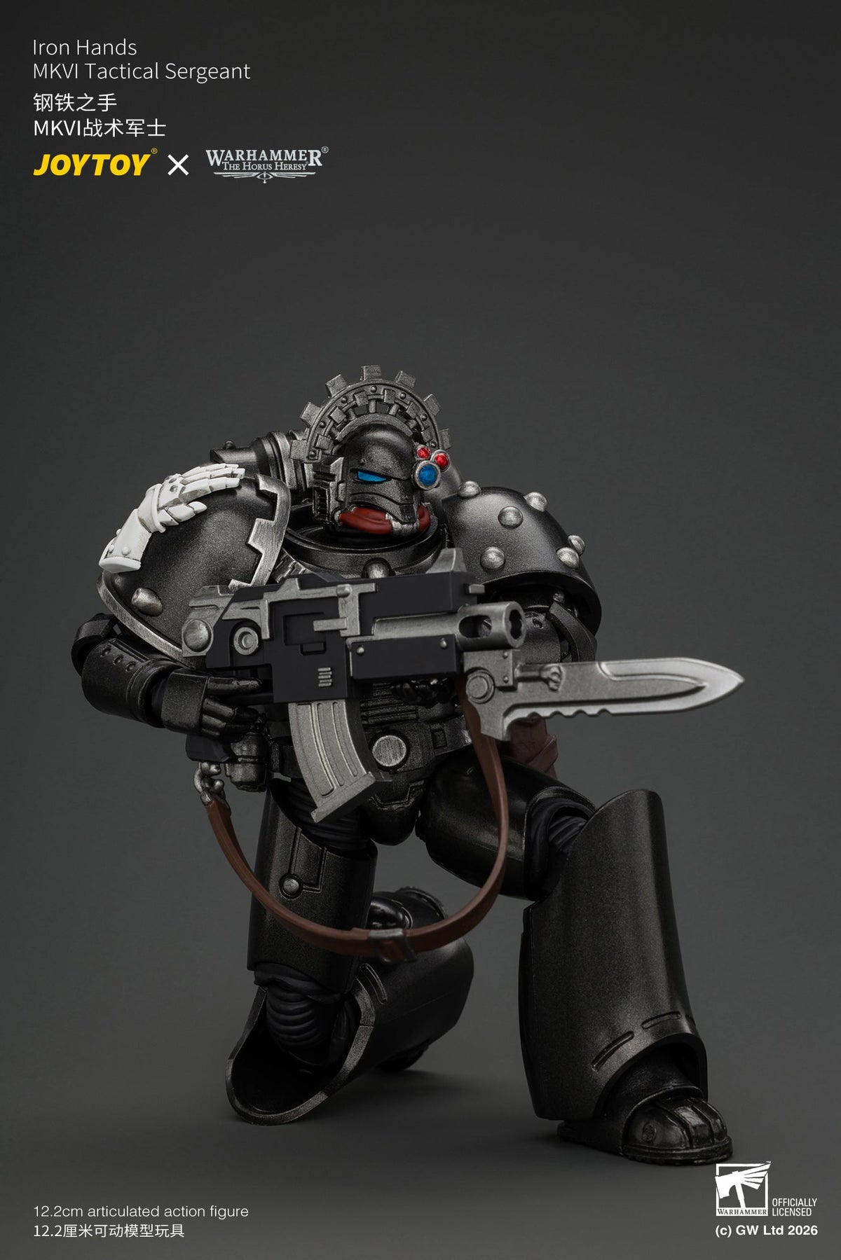 Iron Hands MkVI Tactical Sergeant with Bolter, Plasma Pistol & Power sword - "The Horus Heresy" Warhammer 1/18 Action Figure By JOYTOY