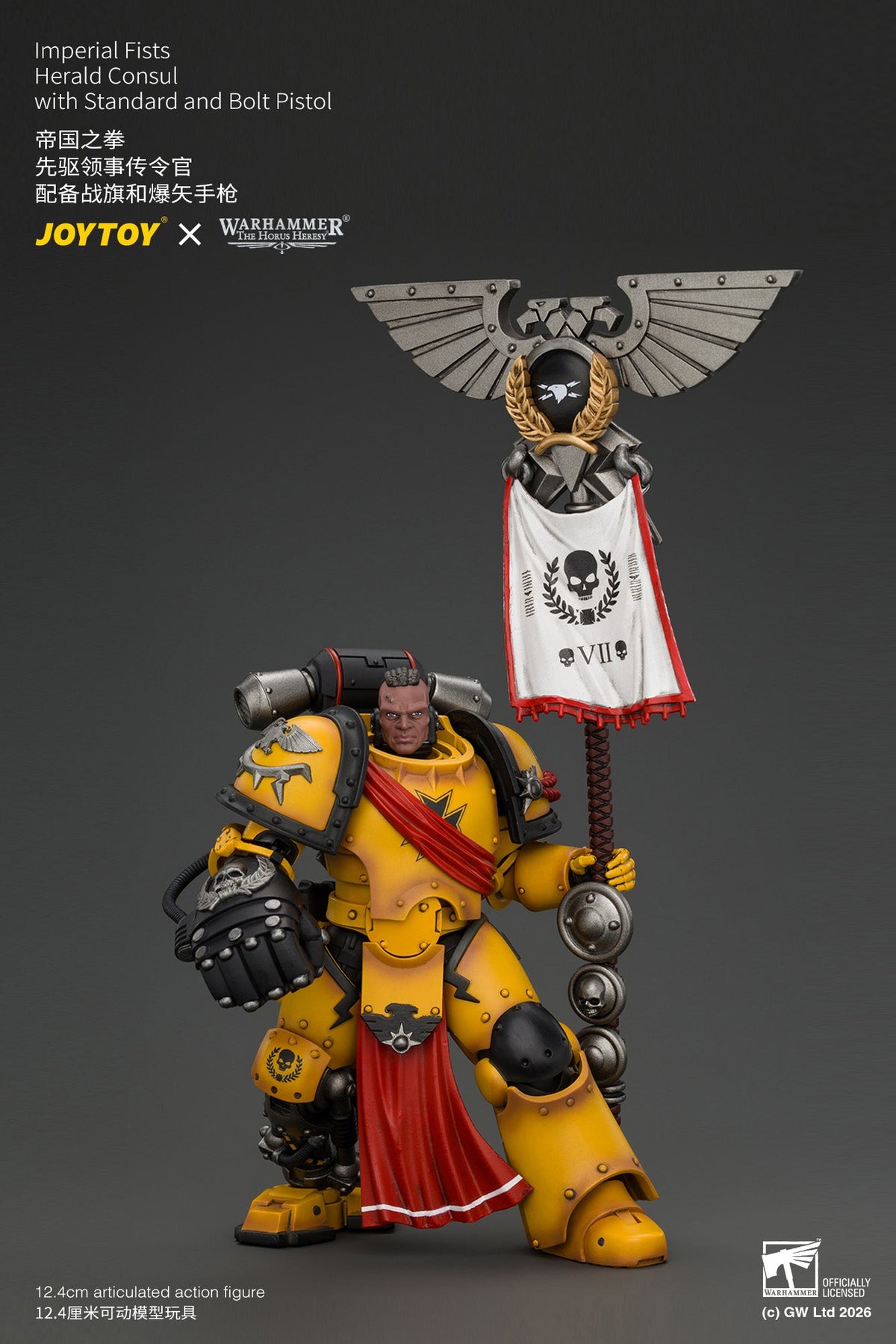 Imperial Fists Herald Consul with Standard and Bolt Pistol - Warhammer "The Horus Heresy" 1/18 Action Figure By JOYTOY