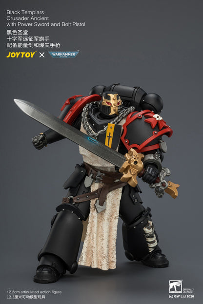 Black Templars Crusader Ancient with Power Sword and Bolt Pistol - Warhammer 40K 1/18 Action Figure By JOYTOY