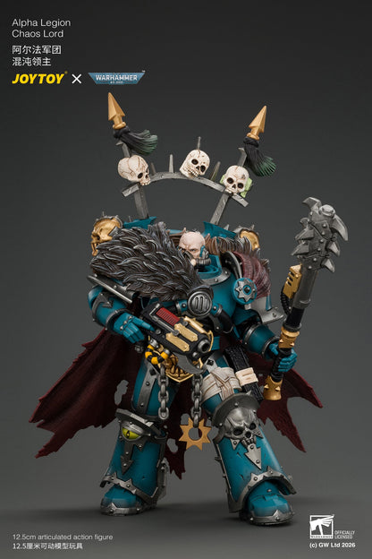 Alpha Legion Chaos Lord with Plasma Pistol and Accursed Weapon - Warhammer 40K 1/18 Action Figure By JOYTOY