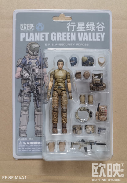 EFSA - Security Forces Blue Wing Group Male Military Figures - 1/18 Action Figure By Planet Green Valley