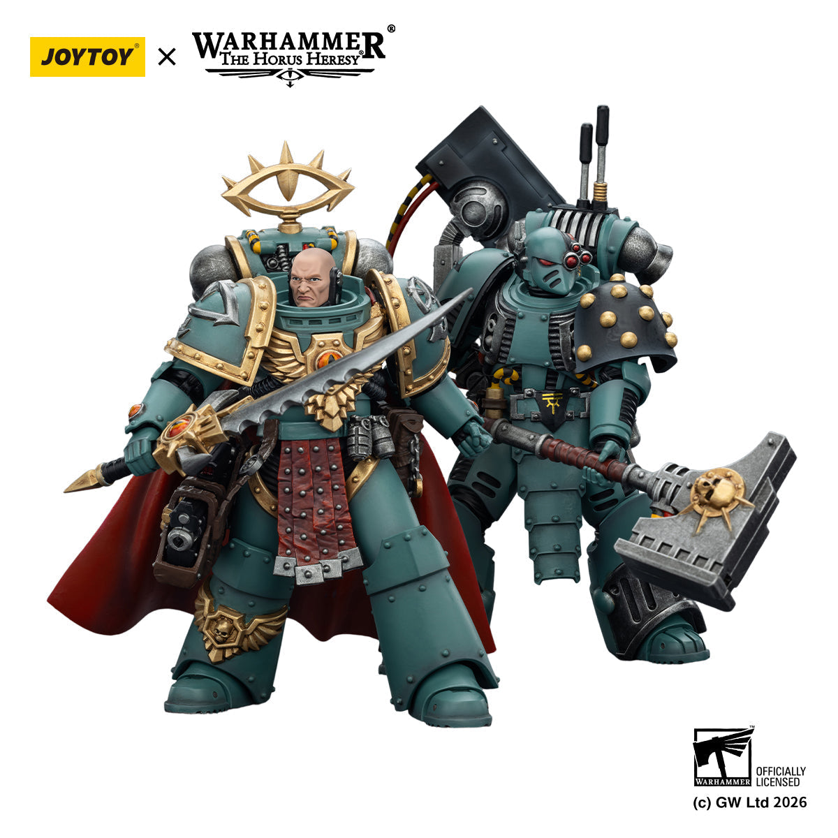 Sons of Horus Tybalt Marr Captain of the 18th Company & Sons of Horus Siege Breaker- Warhammer "The Horus Heresy" Action Figure By JOYTOY