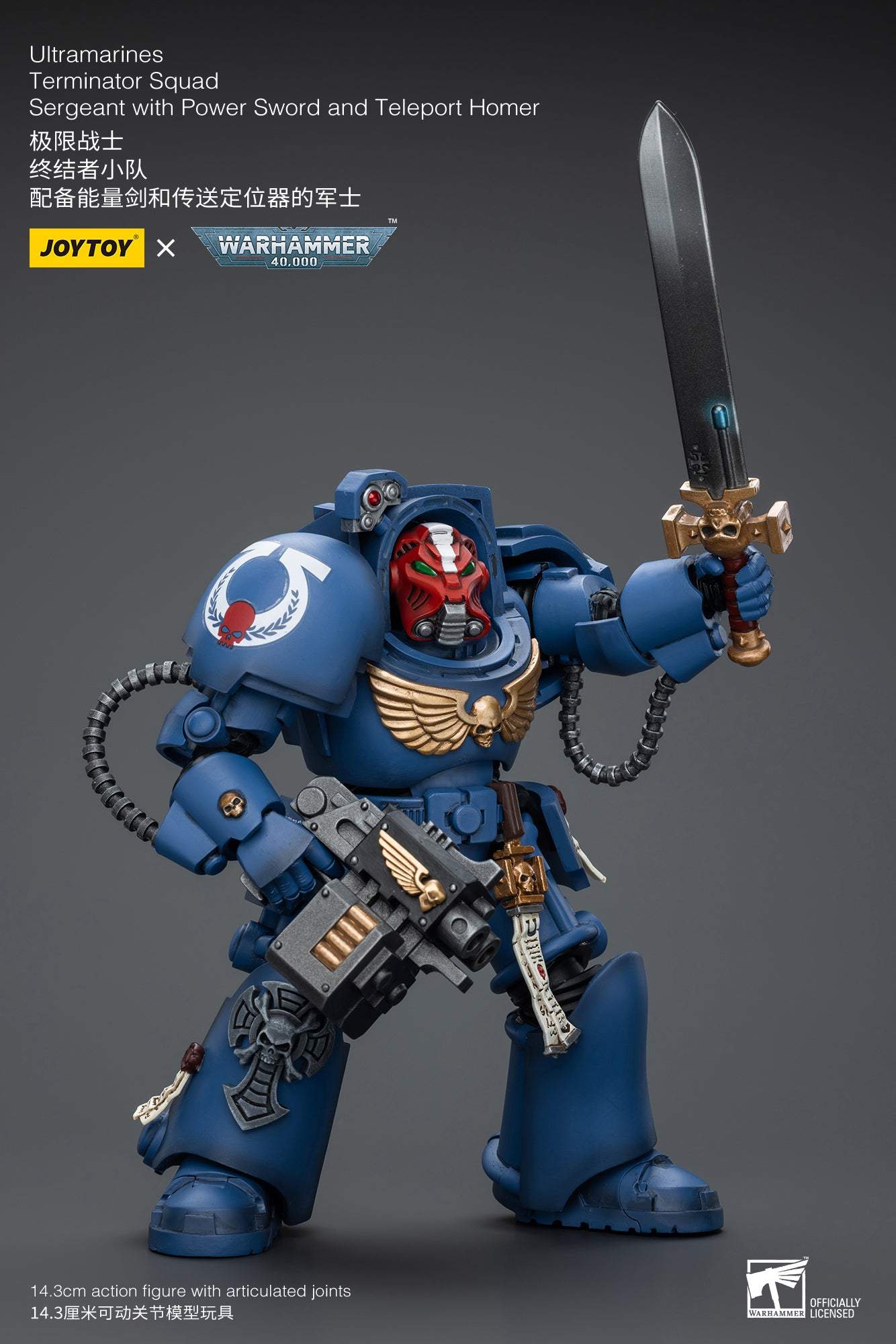 Ultramarines Terminator Squad Sergeant with Power Sword and Teleport Homer- Warhammer 40K Action Figure By JOYTOY