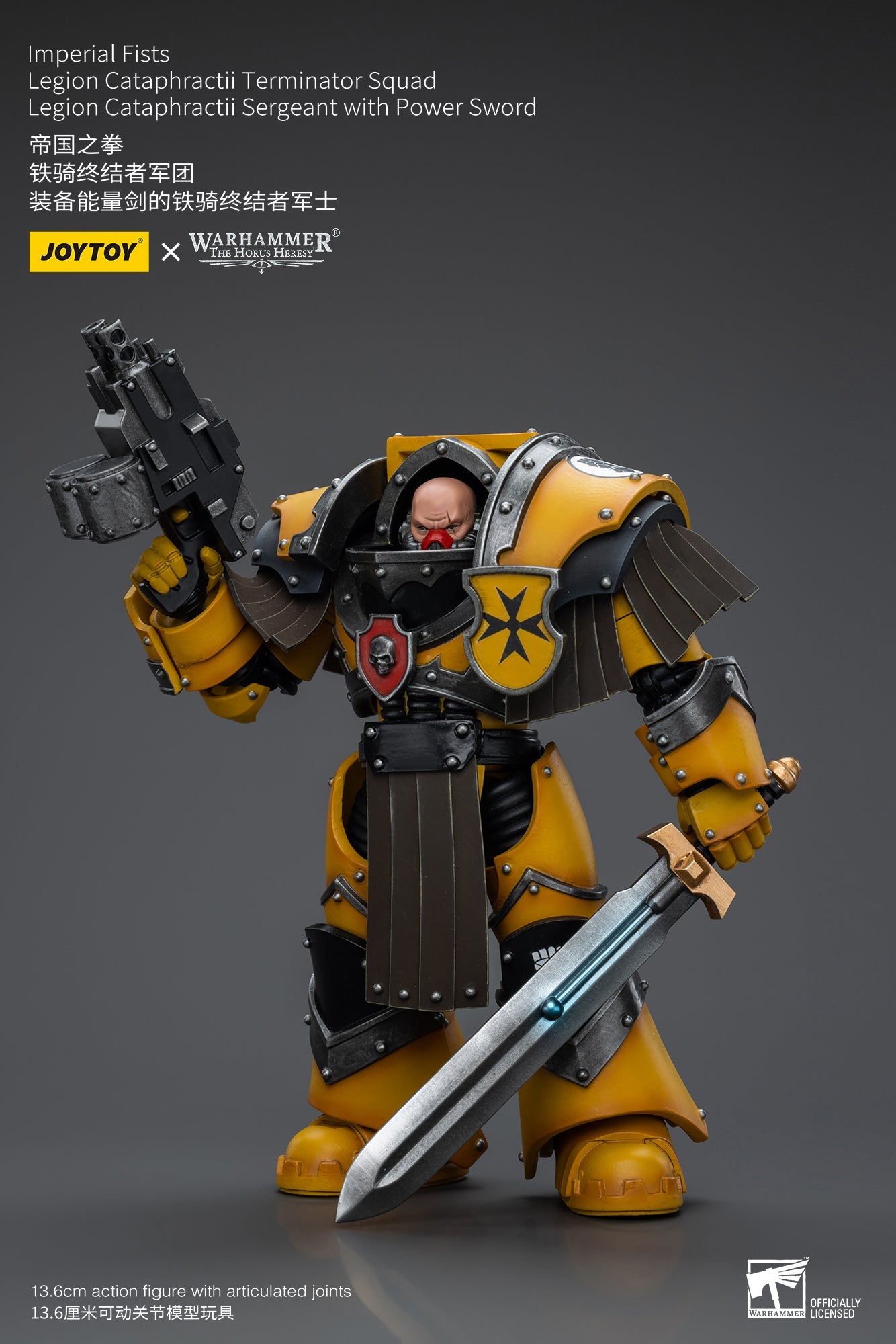 Imperial Fists Legion Cataphractii Terminator Squad Legion Cataphractii Sergeant with Power Sword - Warhammer 40K Action Figure By JOYTOY