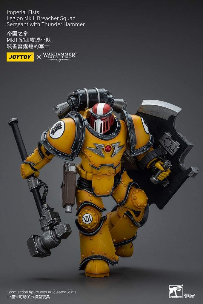 Imperial Fists Legion MkIII Breacher Squad Sergeant with Thunder Hammer - Warhammer The Horus Heresy Action Figure By JOYTOY